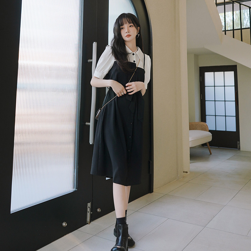 假两件拼接衬衫连衣裙女小众设计新年衣服春装2025年新款爆款裙子,女装连衣裙,浙宝185
