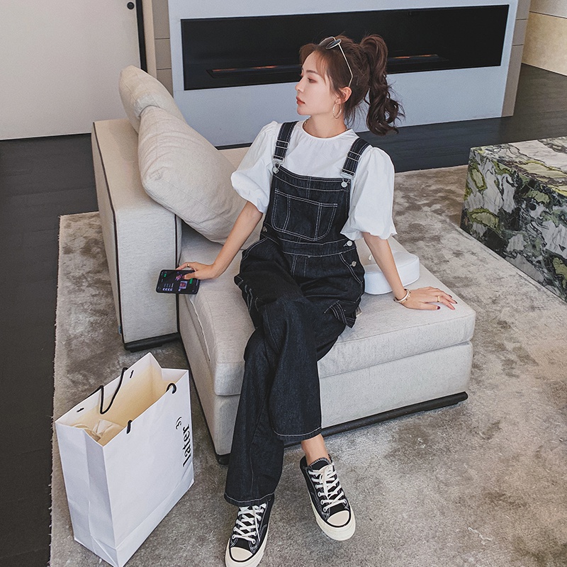 现货明线牛仔背带裤高腰显瘦连体裤女185-MY8020，女装牛仔裤，浙宝185