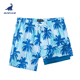 surfcuz男士 速干可下水7英寸二合一蓝色椰林沙滩裤