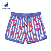 surfcuz儿童速干可下水海边度假复古滚边款 紫条纹西瓜沙滩裤