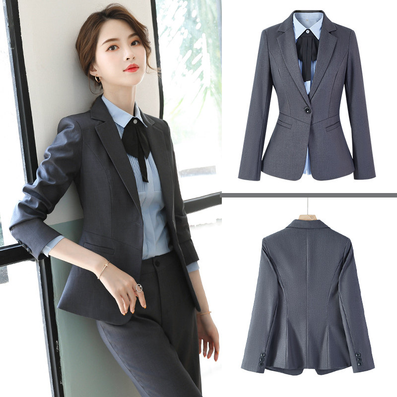 灰色西装套装女2025新款春秋经理职业气质工作服面试正装西服外套