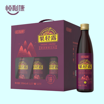 恒利康果轻露综合植物果蔬发酵酵素饮品瓶装330ml x 6