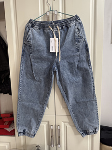 百搭运动慢跑长裤 弹力宽松休闲束脚裤 春秋新款 国货美特威男牛仔裤