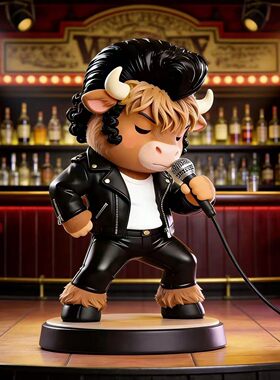 跨境摇滚牛树脂摆件创意