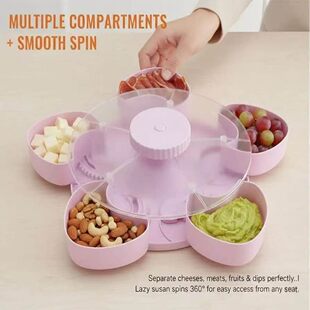 Snack 跨境创意Divided Spin and Tray分隔旋转零食托盘 Serving