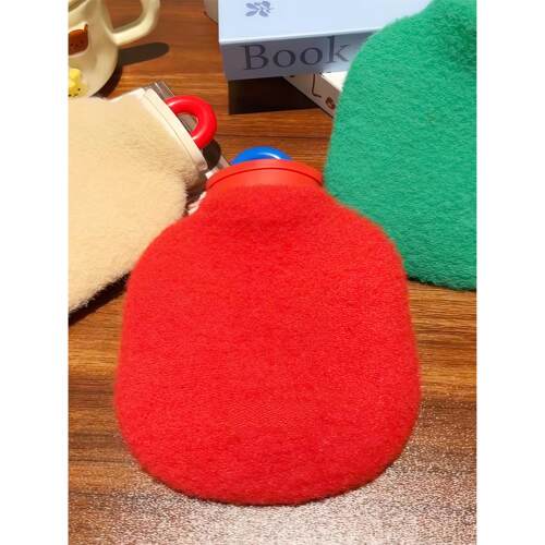 复古撞色毛绒套热水袋冬