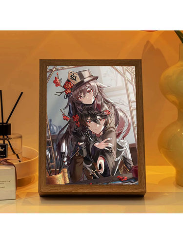 原神周边灯光画胡桃魈钟离刻晴手办小夜灯发光画创意立牌海报礼物