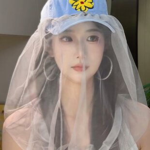 防柳絮过敏面罩外出游玩防蚊虫透气网纱罩夏季骑车防飞絮全脸面罩