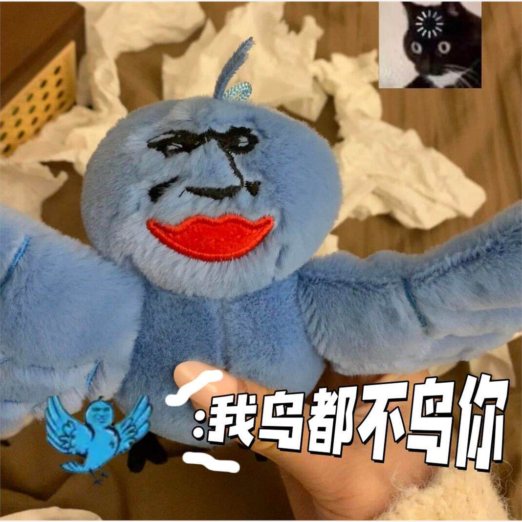 鸟都不鸟你玩偶可录音整蛊恶搞玩具抽象蓝鸟表情包毛绒公仔送女友