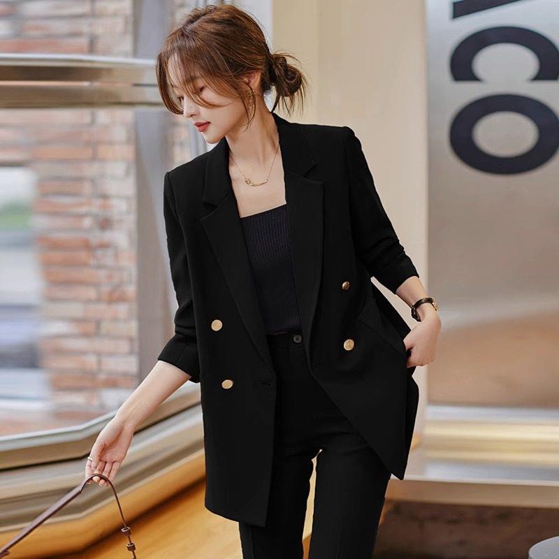小个子西装外套女新款秋季2023黑色职业正装韩版修身时髦西服套装