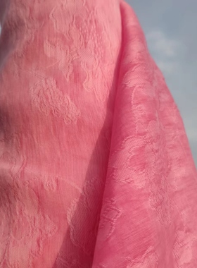 丝麻天丝麻提花炒色仿草木染仿扎染芍药余容提花折枝汉服布料9115