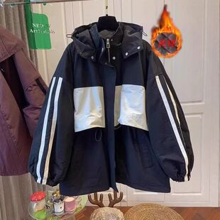 时尚 撞色棒球服个性 百搭加厚户外保暖冲锋衣女 夹棉新款 2024秋冬季