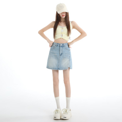 美式辣妹牛仔短裙女夏季薄款新款设计感防走光潮流显瘦a字半身裙