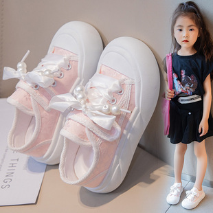 defier女童帆布鞋 儿童小白鞋 2026新款 女孩透气运动板鞋 春夏季 ABC