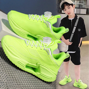 ABC defier儿童运动鞋荧光绿网面男童鞋2026新款夏季男孩减震跑鞋