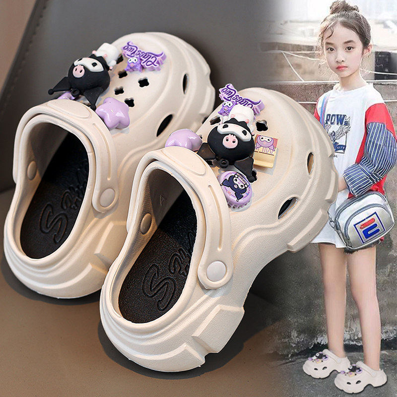 女童鞋子儿童洞洞鞋2026新款软底时尚外穿沙滩鞋库洛米防滑凉拖鞋