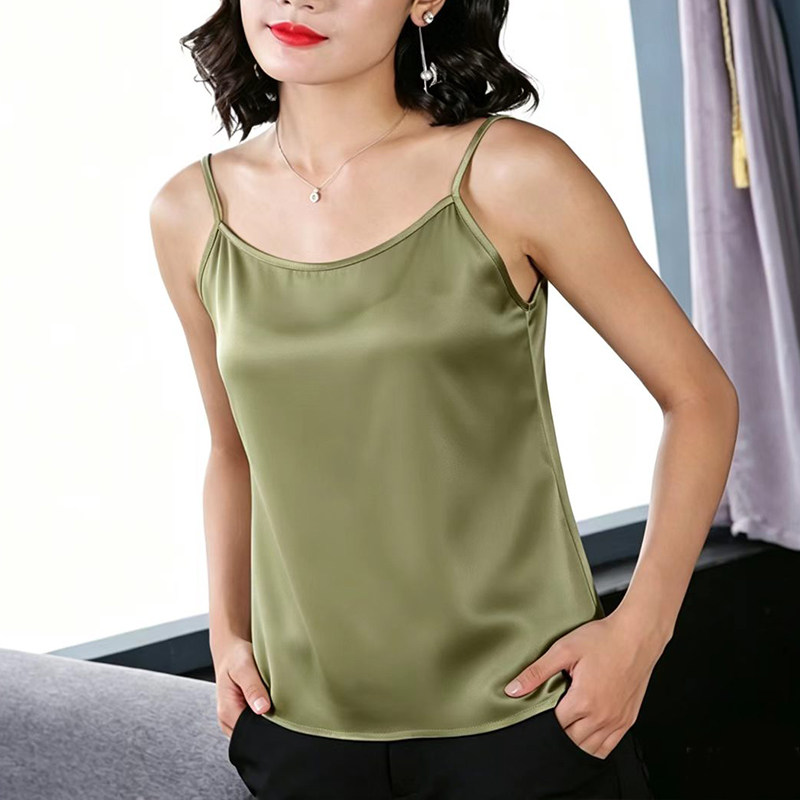 清仓捡漏夏季缎面吊带背心短款上衣时尚百搭上衣显瘦打底衫女装