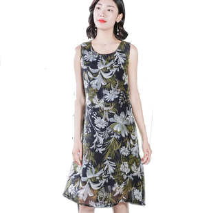 雪纺吊带裙女中长款宽松打底裙外穿背心裙碎花连衣裙夏季新款