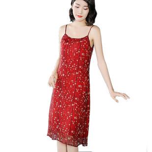 雪纺碎花吊带裙连衣裙开衫两件套女中长款夏季2025新款女装套装