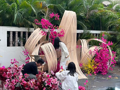 竹编竹排竹片竹条竹篾条手工软竹条竹艺花艺背景展馆会场婚礼装饰