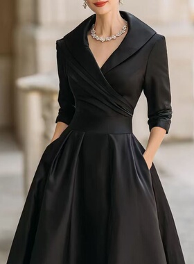 waisted dress2025欧美秋季女装气质显瘦优雅长袖长裙收腰连衣裙