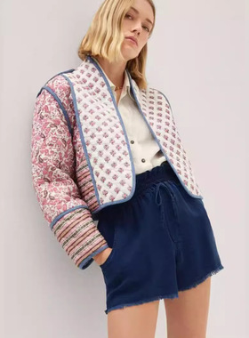 Cotton jacket2025秋冬新品欧美女装街头时尚两面穿印花棉服外套