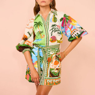 印花衬衣开衫 Shirt 休闲时尚 dress欧美2024新款 连衣裙 cardigan