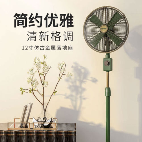 SUNKO12寸复古落地扇铜电机摇头