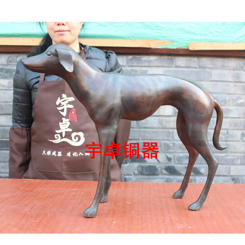宇卓铜器纯铜细狗黄铜细狗家居装饰铜猎犬纯铜灵缇犬工艺品摆件