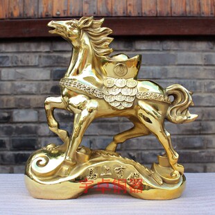 宇卓铜器 纯铜马 黄铜马  背元宝马 铜钱马 马驮元宝工艺品摆件