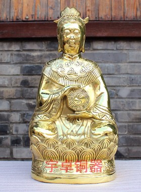 宇卓铜器纯铜无生老母黄铜无声老母无极老母坐像工艺品摆件