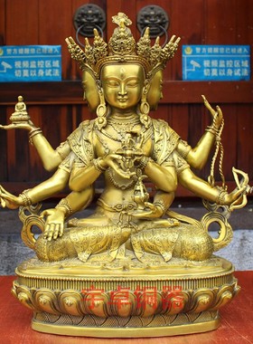 尊胜佛母黄铜三面八臂