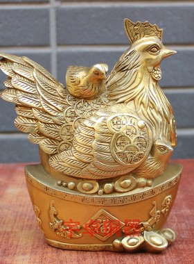 金鸡下蛋风水母子玄关摆设工艺品