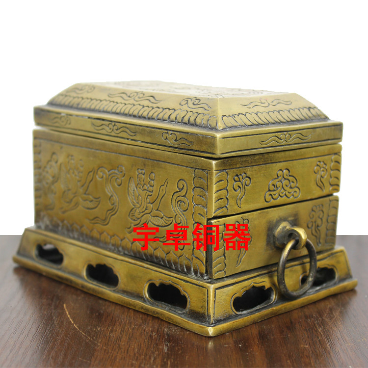 宇卓铜器纯铜开盖乌龟铜茶叶罐储物罐茶滤仿古法门寺家居装饰摆件