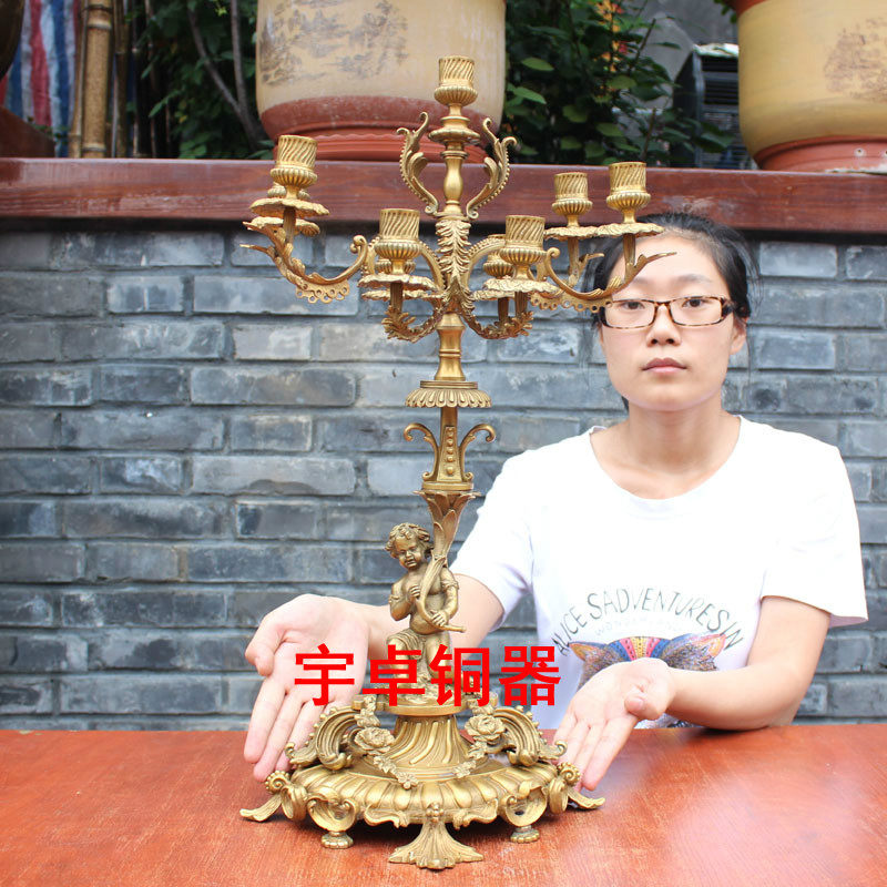 宇卓铜器纯铜烛台 黄铜烛台 3头 4头 5头 9头 多头烛台 蜡台 摆件