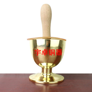 宇卓铜器 纯铜捣药罐 铜无盖捣药罐 家居装饰 中药房用具摆件