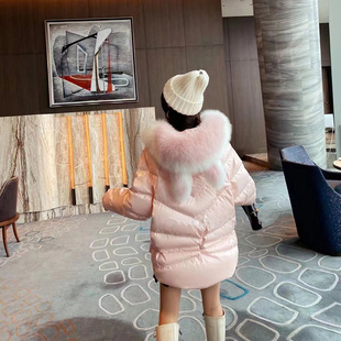 欧洲站2025冬新款女兔耳朵狐狸毛免洗面料白鸭绒欧韩版显瘦羽绒服
