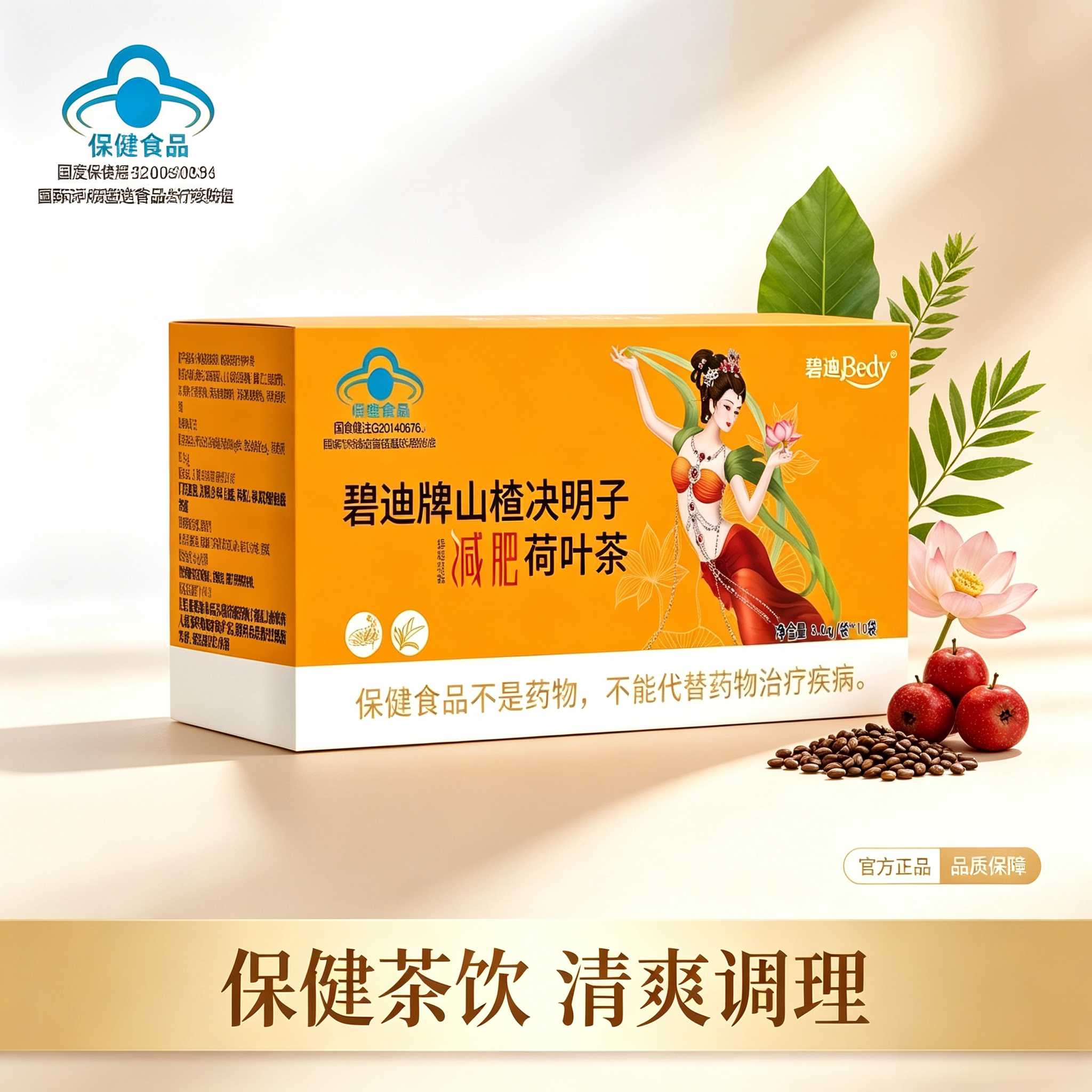 碧迪牌山楂决明子荷叶茶绿茶泽泻提取物肥胖子草本减肥茶保健食品