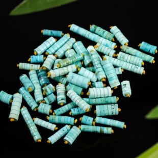 湖北天然原矿绿松石直切隔片隔珠配珠饰高瓷星月菩提DIY一物一图