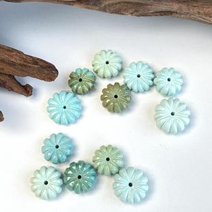 天然原矿绿松石南瓜珠湖北十堰散珠隔珠隔片108佛珠配饰项链手串