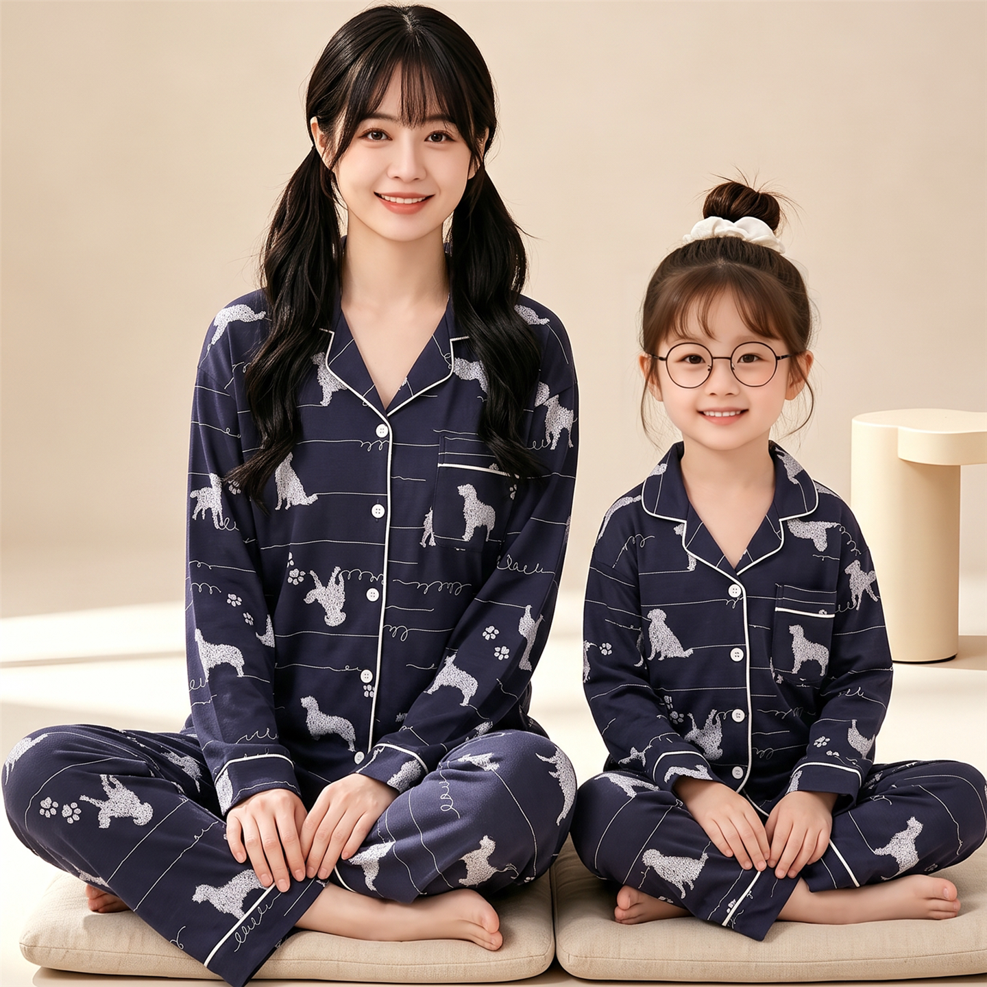 女童睡衣春秋季长袖纯棉儿童中大童女孩母女装可爱卡通家居服套装