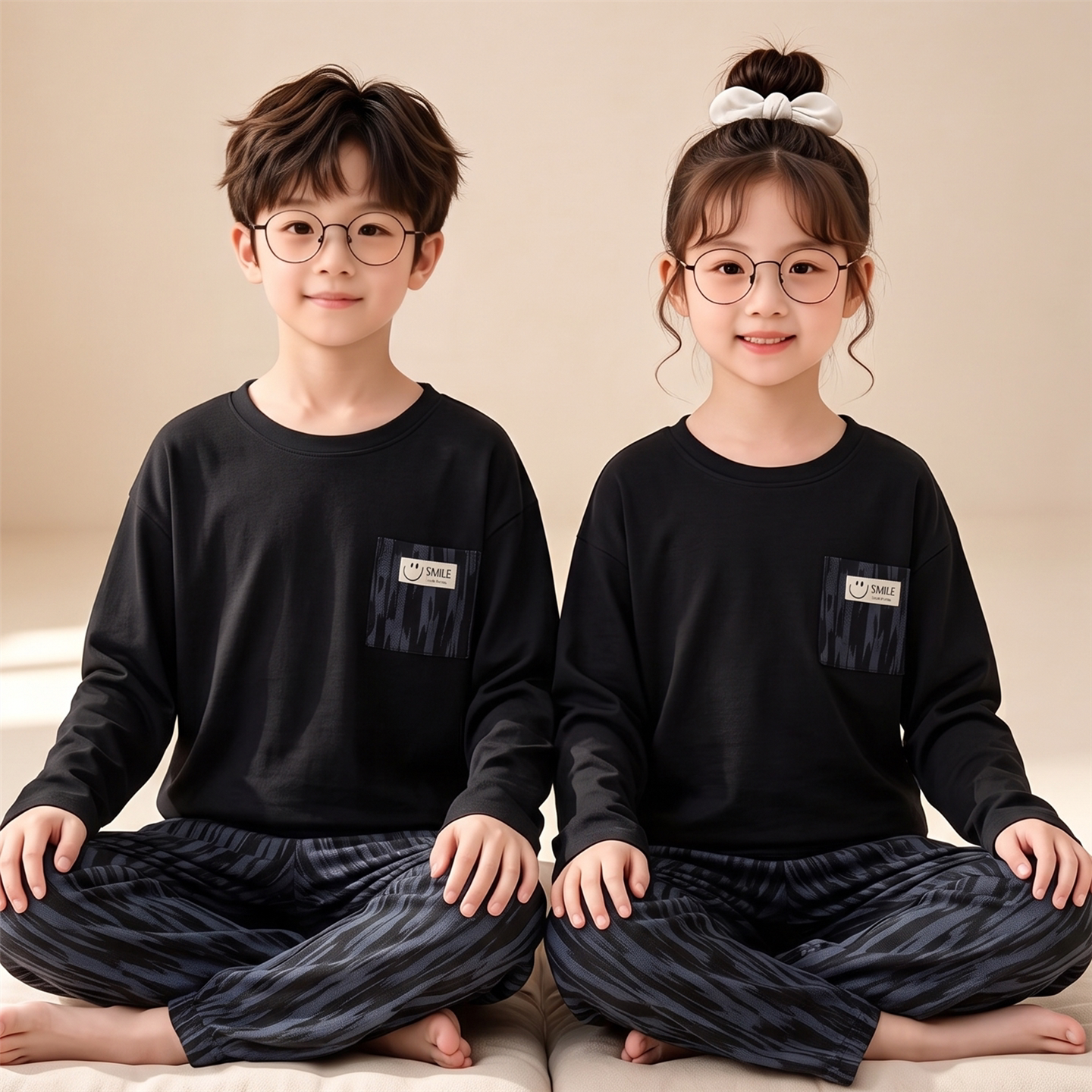 儿童睡衣男童春秋季长袖纯棉女童中大童小孩宝宝休闲风家居服套装