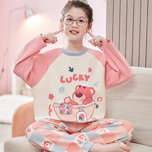 儿童睡衣女童春秋季长袖纯棉女孩中大童学生公主风可爱家居服套装