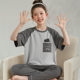 2026新款儿童睡衣女童夏季纯棉短袖长裤女孩中大童宝宝家居服套装
