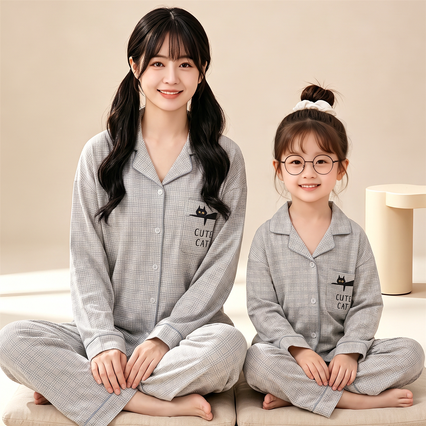 儿童睡衣女童春秋季长袖纯棉女孩中大童母女亲子装韩版简约家居服