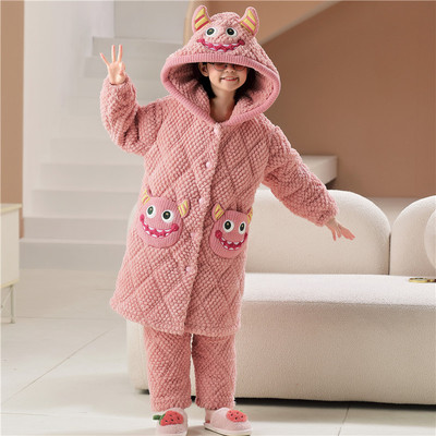 努比努米珊瑚绒法兰绒夹棉公主风