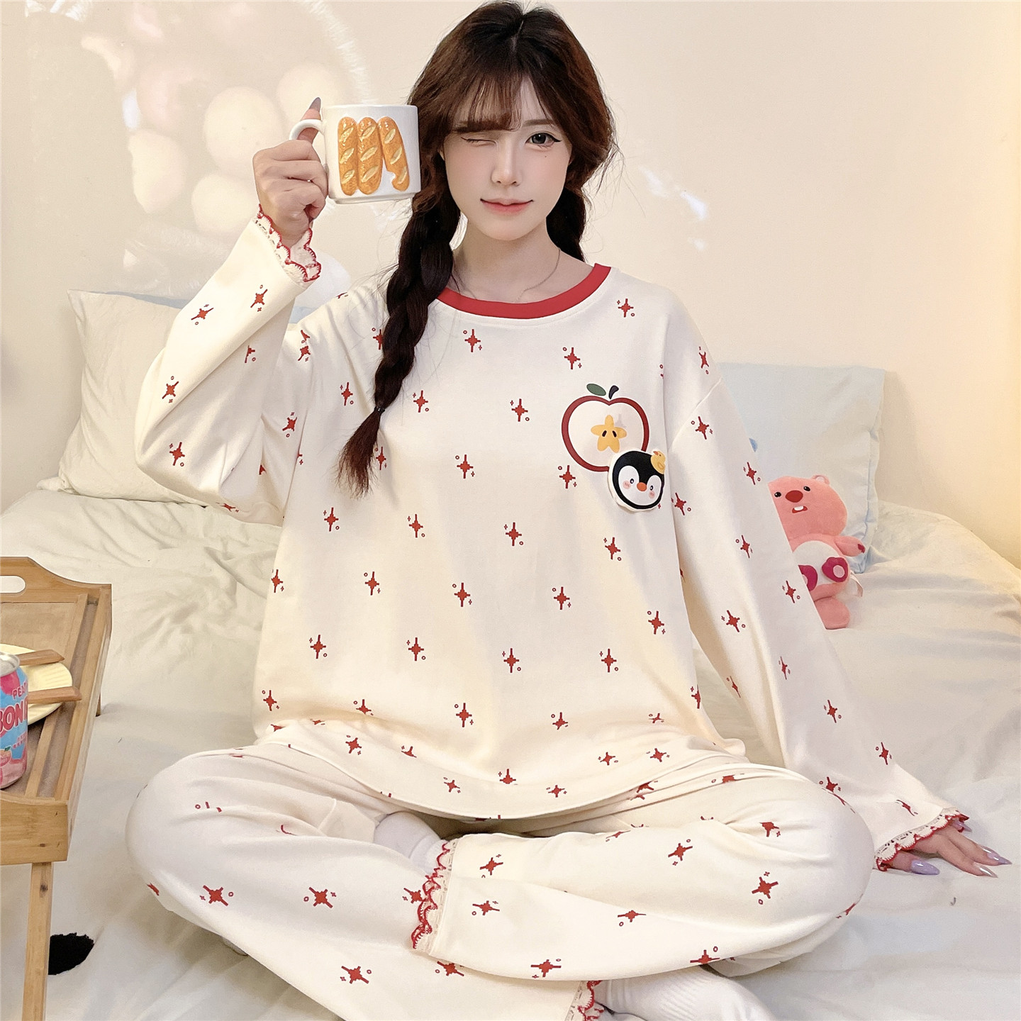 睡衣女生春秋夏季长袖纯棉大童女孩学生12-13-15岁韩版可爱家居服