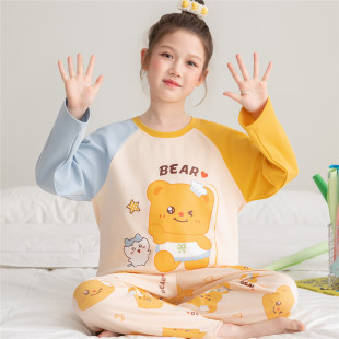 儿童睡衣女生春秋季纯棉长袖长裤大童女孩学生甜美可爱家居服套装