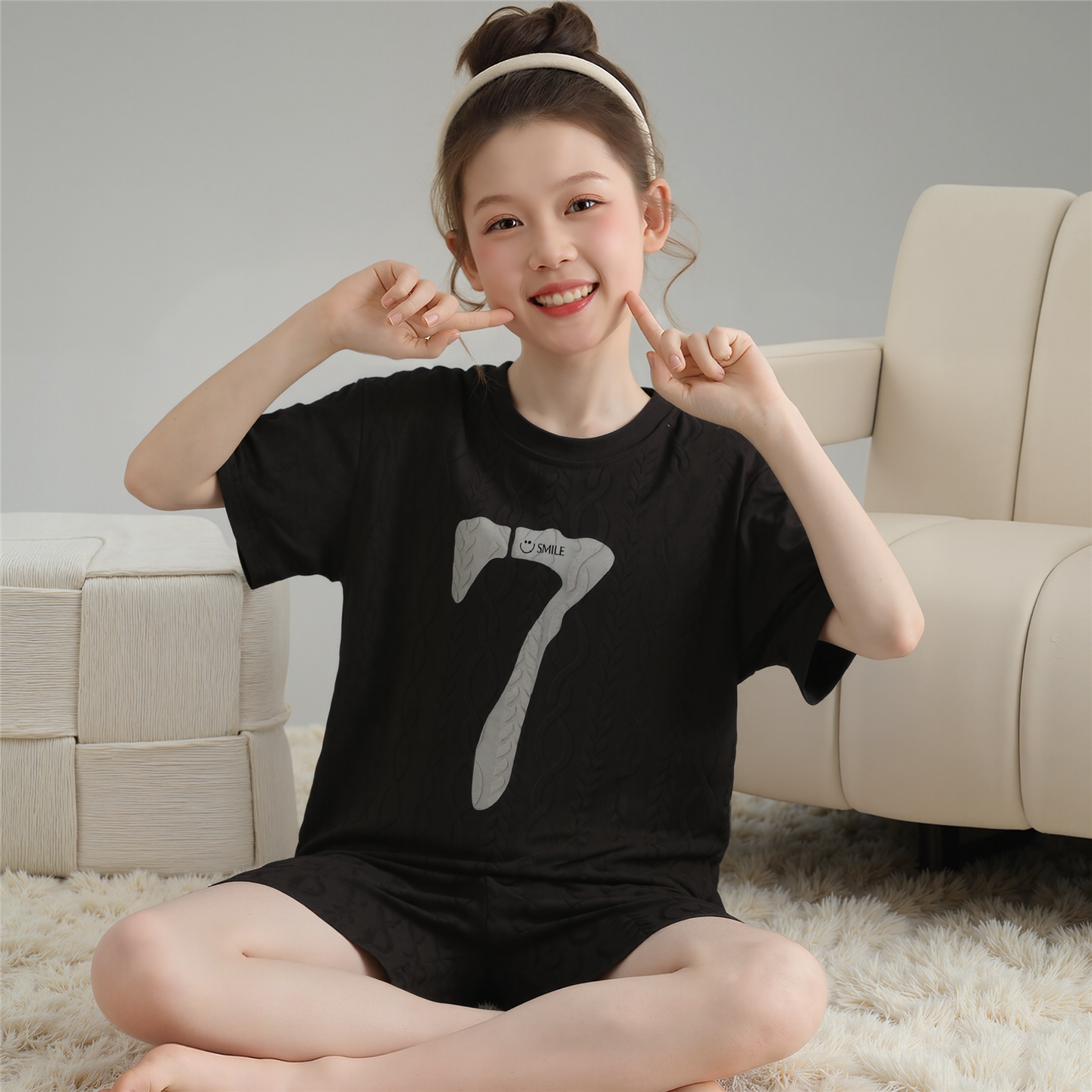 儿童睡衣女童夏季薄款短袖纯棉女孩中大童可外穿家居服套装12岁15