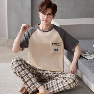 睡衣男款夏季纯棉短袖长裤大童男孩学生青少年全棉卡通家居服套装